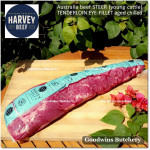 Beef Eye Fillet Mignon Has Dalam Tenderloin AGED BY GOODWINS 3-4 weeks STEER (young cattle) Australia HARVEY frozen 1/3 WELLINGTON cuts (price/pc 1kg)